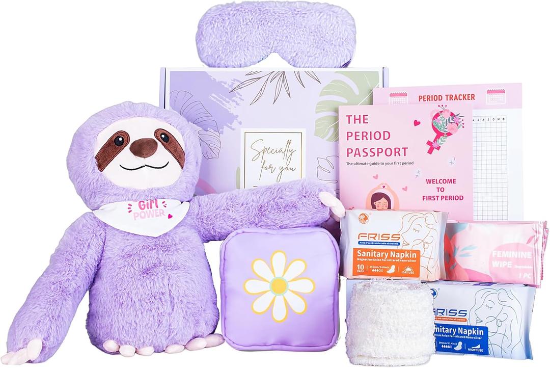 First Period Kit for Girls 9-12 Period Starter for Tweens Period Comfort Kits for Girls 10-12 First Period Gifts for Girls Teen Girl Emergency Kit for School (Purple)