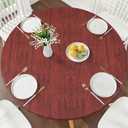 Smiry Round Picnic Tablecloth, Waterproof Elastic Fitted Table Covers for 45" - 56" Tables, Wipeable Flannel Backed Vinyl Tablecloths for Camping, Indoor, Outdoor, Reddish Brown