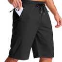 G Gradual Men's 11"/13" Board Shorts with 3 Zipper Pockets Long Swim Trunks Quick Dry Bathing Suit Beach Shorts No Liner (Black, L)