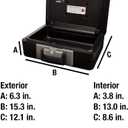 SentrySafe Fireproof Safe Box with Key Lock, Chest Safe with Carrying Handle to Secure Money, Jewelry, Documents, 0.25 Cubic Feet, 6.3 x 15.3 x 12.1 Inches, 1160