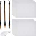 PH PandaHall 14pcs No Ink Chinese Calligraphy Set, Reusable Water Writing Cloth Paper, Chinese Traditional Calligraphy Brushes and Water Dish for Beginners Practice Chinese New Year, 17x13 Inch (White)