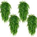 Waipfaru 4Pcs Fake Hanging Plants Artificial Ferns for OutdoorsFake Ferns UV Resistant Plastic Fake Plants for Indoor Wall Porch Wedding Party Holiday Decor