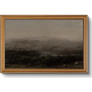 Gold Framed Wall Art Vintage Landscape Canvas Art Farmhouse Dark Picture Moody Wall Decor Antique Prints Rustic Paintings Country Artwork for Bedroom Living Room 16x24 Inch