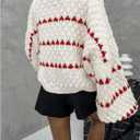 GORGLITTER Women's Striped Long Sleeve Oversized Chunky Sweater Trendy Fall Cozy Cute Cable Knit Pullover Sweater Tops (White)