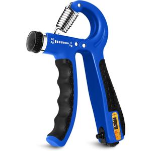 Hand Grip Strengthener Trainer with Adjustable Resistance 10-130lbs (4.5-59kg), Forearm Hand Grip Strength Exerciser for Muscle Building, Injury Recovery, and Therapy Stress Relief (Blue)