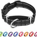 Martingale Collar for Dogs,Reflective No Pull Dog Collars with Quick Release Buckle,Adjustable Nylon Martingale Dog Collar for Walking Training(Black, Medium)