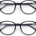 Blue Light Blocking Glasses Round Women Men Computer Glasses Anti Eye Strain/UV/Glare Gaming Glasses (C1, 2 Black)