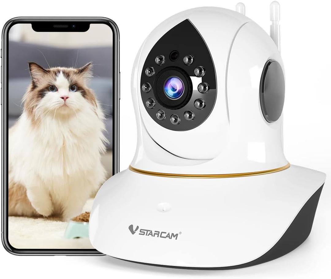 VSTARCAM Interactive Pet Camera with Dual WiFi Antennas, 360 Pan-Tilt, 2K Dog & Cat Camera with Phone APP, 2.4GHz WiFi, IR Night Vision, Motion Detection, 2-Way Audio, Dog Cameras for Pet Monitoring