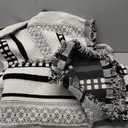 Striped Couch Cover Blankets, Boho Couch Covers, Sofa Blanket Cover for Dogs, Large Couch Covers for Recliner and Chair, Chenille Sofa Covers Washable Sectional(1pc/Black/71 x 102")