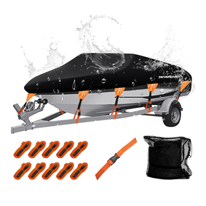 NEVERLAND Boat Cover Waterproof Heavy Duty Marine Grade Polyester Canvas Trailerable Boat Cover Fits V Shape/V-Hull and Tri-Hull Runabouts,Pro-STYL,Bass Boat Length 16-18.5ft, Beam Width up to 94