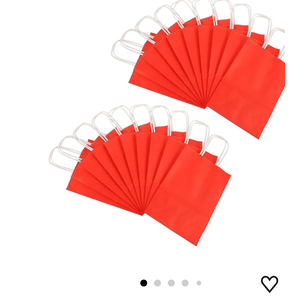 Luxshiny 25pcs Red Kraft Paper Candy Tote Bags with Handles Small Vertical Bags for Christmas Party Favor Packaging and Holiday Wrapping