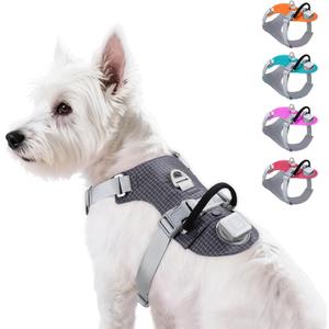 Taglory LED Dog Harness with AirTag Holder, No Pull Light Up Dog Vest for Night Walking, USB Rechargeable Pet Safety Harness with 2 Metal Clips, Adjustable Soft Vest for Small Dogs (Slate Gray, XS)