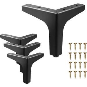 AODIOU Furniture Legs Metal feet: Couch Legs 6 Inch Sofa Cabinet Legs Replacement Black Legs for Furniture Set of 4