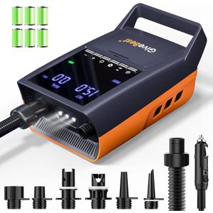 GiveBest Rechargeable Paddle Board Pump, 20 PSI High Pressure and 30% Faster Dual Stage SUP Air Pump with Auto-Off, 3x4500MAH, Inflation and Deflation Function for Paddle Boards, Boats, Kayak and Tent