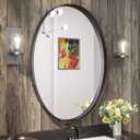 TETOTE Black Oval Bathroom Mirror, 24 x 36 Matte Black Framed Wall Mounted Mirror for Vanity, Modern Decorative Shatterproof Oval Wall Mirrors for Entryway, Living Room, Bedroom