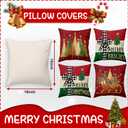 BBOLDIN Farmhouse Christmas Throw Pillow Covers 18x18 Couch Cushion Covers, Rustic Country Xmas Sled Tree Snowflake Decorations for Office Bedroom Sofa, Holiday Red Pillow Cases Winter Decor Set of 4