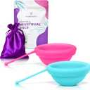 EcoBlossom Reusable Menstrual Disc with Removal String - The Most Reliable Medical Grade Silicone Period Discs - Comfortably use for 12 Hours (Pack of 2, Rose & Teal) (Rose & Cyan (Regular))