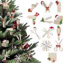 Syhood 36 Pcs Hairdresser Christmas Ornaments Barber Hair Salon Christmas Tree Wood Hanging Ornaments Decoration Xmas Holiday Hairstylist Gifts for Women & Men, 12 Styles