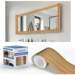 TIANLDD 27 FT Wood Grain Wallpaper Border, Removable Waterproof Mirror Border Peel and Stick,Bathroom Mirror Frame Border.(Natural Oak) (3.15 Inch x 27 Ft)