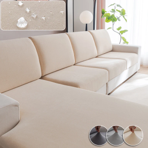 Couch Covers for Sectional Sofa, Washable Stretch Soft Sofa Cushion Covers L Shape Sofa Slipcovers Anti Slip Furniture Decor Protector for Pets (1PC L Chaise Cover,Ivory)