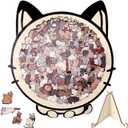 135-Piece Cat Shaped Wooden Jigsaw Puzzle with Frame & Acrylic Cover - Morandi Colored Adult Wood Puzzle, Unique Home Decor Gift for Cat Lovers (Morandi)