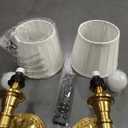KDG Cordless Gold Wall Sconces Set of 2, Beige Fabric Lampshde Wall Lamps