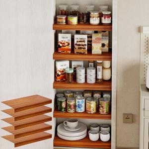 5-Pack Aluminum Wire Rack Covers 24x12" for Pantry - Imitation Wood-Look Smooth Surface, Closet, Bathroom, Waterproof Scratch Resistant Easy Install, Wood Shelf Covers for Wire Shelving -Brown