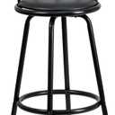 Flash Furniture Charla Crown Back Black Metal Barstool with Black Vinyl Swivel Seat