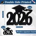 kockuu 2026 Wood Signs Graduation Decorations, Black Graduation Guest Book Signature Board Wood Signs Party Decor for Grad Photo Props Congrats Party Supplies