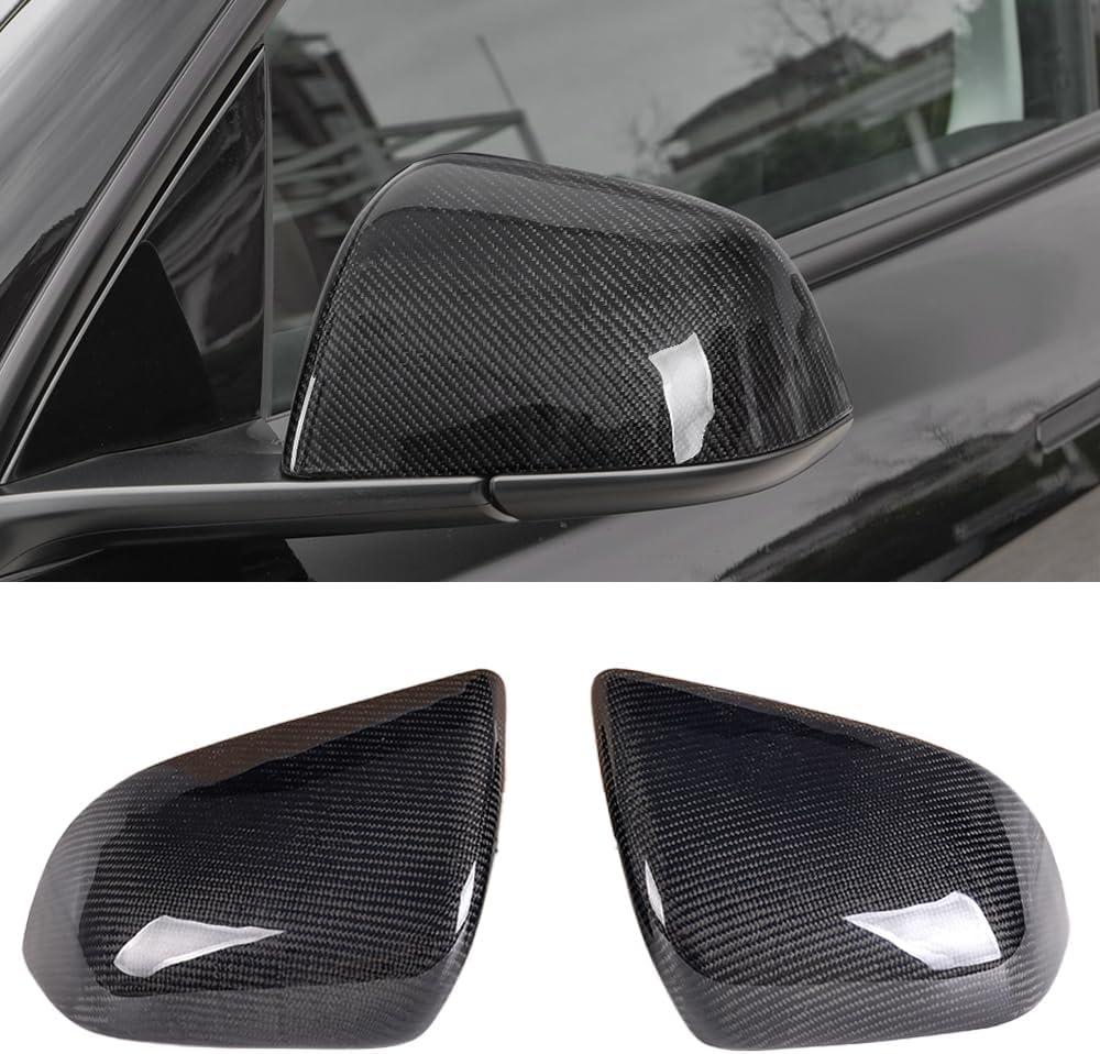 Real Carbon Fiber Mirror Cover Cap Trim Compatible with Tesla Model Y 2020-2024 Side Rearview Mirror Cover Replacement Tesla Model Y Accessories