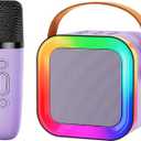 Mini Karaoke Machine Speaker for Kids Adults,Portable Bluetooth with 1-2 Wireless Microphones,Christmas Birthday Gifts Toys Girls Boys Ages 4, 5, 6,7, 8,9,10,11,12+ Years Old Toddler (Purple - 1 Mic)