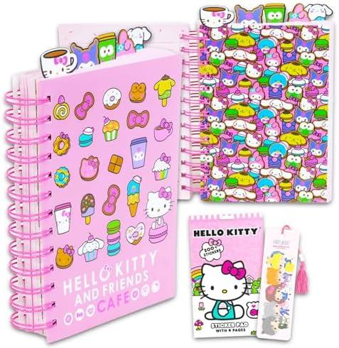 Hello Kitty Journal Set ~ Hello Kitty and Friends Cafe Notebook Bundle with Hello Kitty Tab Journal Plus Stickers, Decals | Hello Kitty School Supplies Gifts