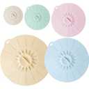 3 PCS Silicone Lid sets with 3 Sizes, Microwave Splatter Cover, Heat Resistant Reusable Covers Fits Cups, Bowls, Plates, Pots, Pans, Skillets, Stove Top, Oven Dishwasher Fridge Safe - Rainbow