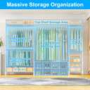 Ulif E10 Clothes RackWith Stretchable Hanger RodFreestanding Clothing Racks for Hanging ClothesAdjustable Closet Organizer SystemPortable Garment Rack 73-97"W x 15" D x 72" HMax Load 800LBSWhite