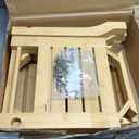 KingPavonini Bamboo Corner Shower Stool for Shaving Legs Foot Rest, Waterproof Bath Bench Seat with Storage Shelf for Bathroom Inside Shower, Hold Up to 450Lbs (Medium)