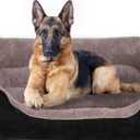 PUPPBUDD Extra Large Dog Bed - Rectangle, Washable, Breathable, Orthopedic, Jumbo Dogs 40"×32" (Brown/Black)