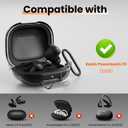Geekboy Case for Beats Powerbeats Fit 2025, Clear TPU Protective Cover with Premium Metal Carabiner & Cleaning Kit, Shockproof Skin for Powerbeats Fit Case Cover (Clear Black)