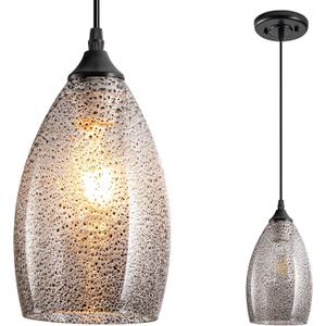 Glass Shade Battery Operated Pendent LightNot Hardwired Remote Control Pendent LightBattery-Powered Chandelier with Dimmable Bulb