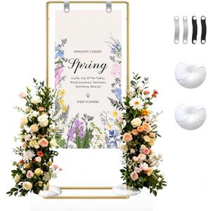 Gold Wedding Welcome Sign Stand Display Easel Stand
70”x 31”x 20”Holder with 4 Leather Hanging Straps; For Wedding Welcome Signs & Seating Chart Display