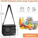 Tirrinia Insulated Lunch Bag for Women Men, Leakproof Lunch Box Containers for Adult, Work, School, Soft Lunchbox for Kids,Boys, Adult Cooler Bag for Picnic Hiking Beach,Charcoal (Medium -8L)