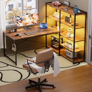 Pamray 49 Inch L Shaped Gaming Computer Desk with Shelves and Storage