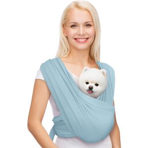 Dog Carriers for Small Dogs, Front Facing Dog Sling Carrier, Hands Free Cat Carrier, Size Adjustable, Reducing Back Pain, Premium Cotton, Safe and Soft Dog Carrier (Regular, Baby Blue)