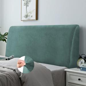 Bed Headboard Slipcover, Stretch Bed Headboard Cover, Dustproof Protector Cover for Linen Fabric Tufted Upholstered Headboard (Cypress Green, Queen Headboard Length (59"-67"))