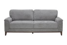 Sofa With Wood Base, Gray, 2 Seater