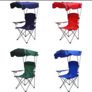 Folding Camping Chair with Canopy Sunshade, Cup Holder, for Beach, Fishing, Park, Standard