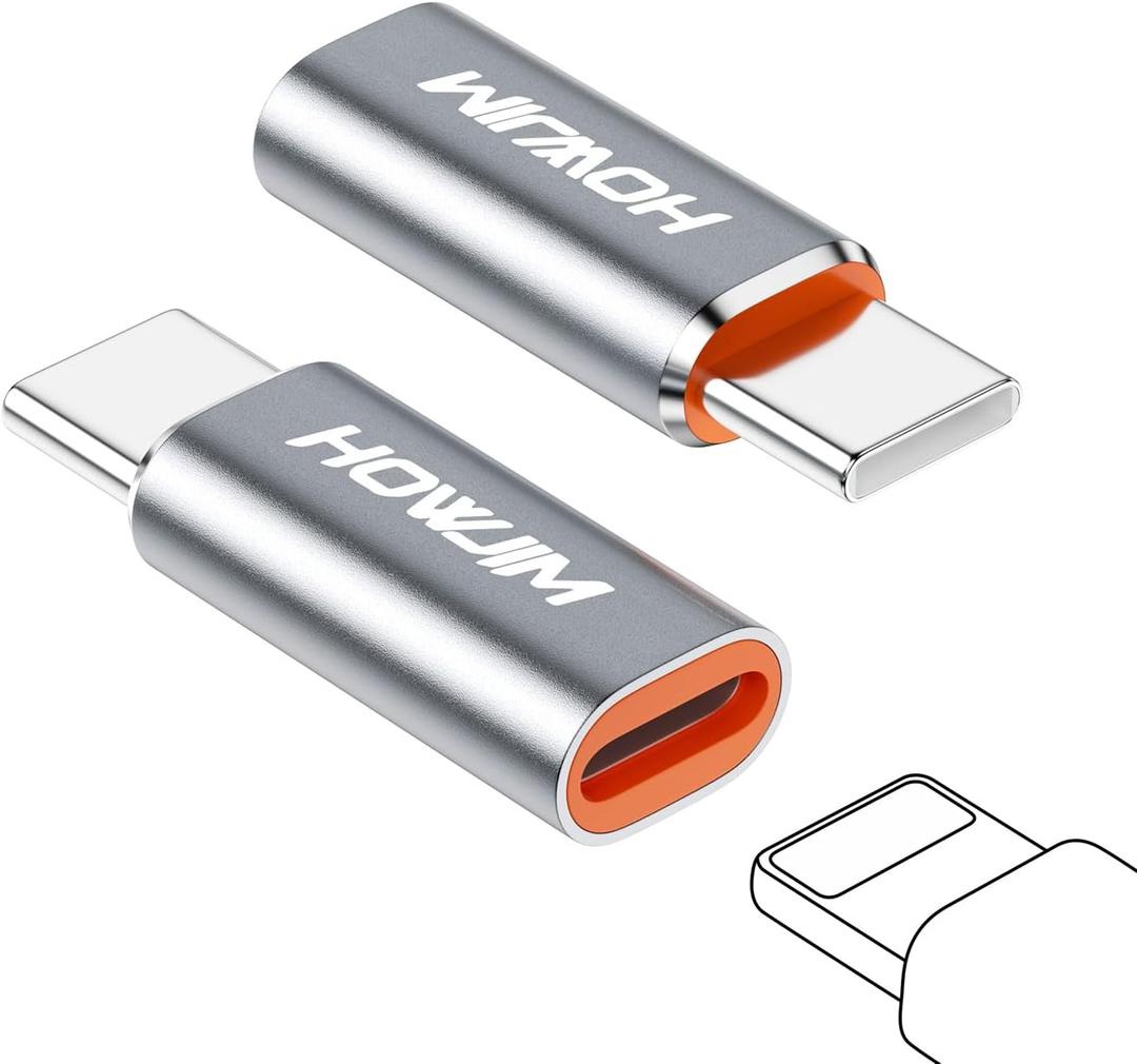 8 Pin to USB C Adapter 2 Pack,27W PD Fast Charging 480Mbps Data Transfer,Type C to 8 Pin Converter Compatible with Phone 15/16/17 Series,Pad Pro,G-alaxy,Not for Headphones/OTG/Flash Drive/Pencil Gray