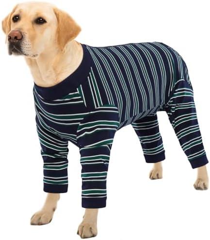 Kuoser Dog Surgery Suit Female Spay, Soft Dog Pajamas, Long Sleeve Puppy Recovery Suit, Pet Clothes Onesie for Surgery, Doggie Neuter Spay Bodysuit Apparel with Zipper, E-Collar & Cone Alternative XXL