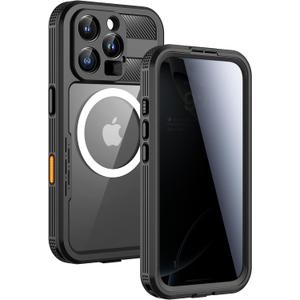 Lanhiem Magnetic for iPhone 16 Pro Max Case, Built-in Privacy Screen Protector, IP68 Waterproof Dustproof Case, Compatible with MagSafe, Anti-Spy Full Body Phone Case for iPhone 16 Pro Max 6.9", Black