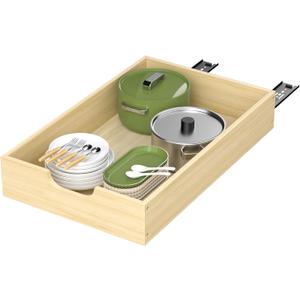 COOLBEBE Pull Out Cabinet Drawer, Soft Close Pull Out Organizer for Cabinets, Solid Wood Cabinet Drawers Slide out, Pull Out Shelves in Kitchen, Pantry, Bathroom, Bottom Assembly (14INCH) (14W X 21D)