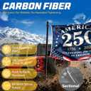 4.8FT One-Piece Carbon Fiber Flag Pole for Outside House, 1-Inch Outdoor Flagpole with Stainless Steel Anti-Wrap Rings, Rust-Resistant Heavy-Duty Flag Pole for Pickup, Jeep, RV, Boat, Porch, Camping | One-Piece